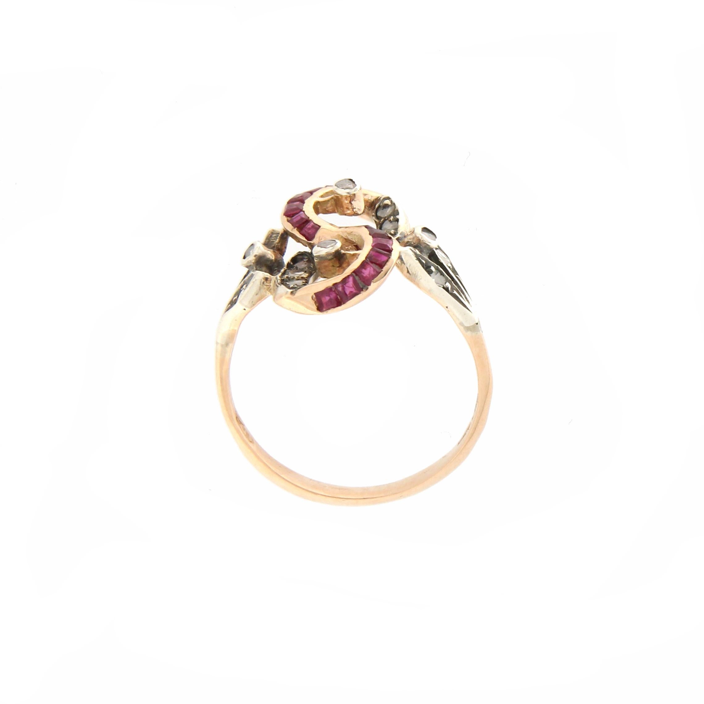 Women's Handcraft Diamonds 14 Karat Yellow Gold Ruby Cocktail Ring For Sale