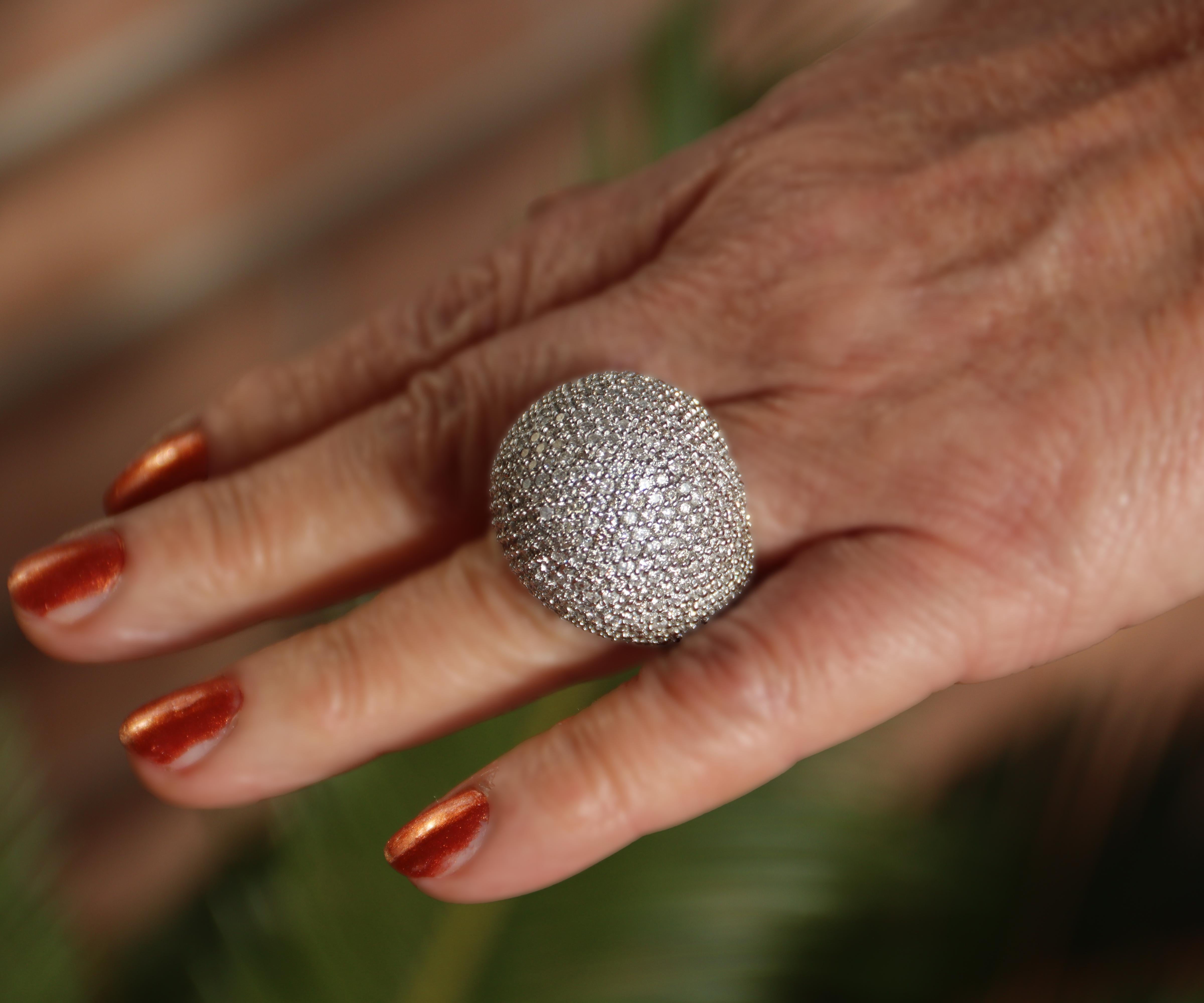 Handcraft Diamonds 18 Karat White Gold Cocktail Ring For Sale 5