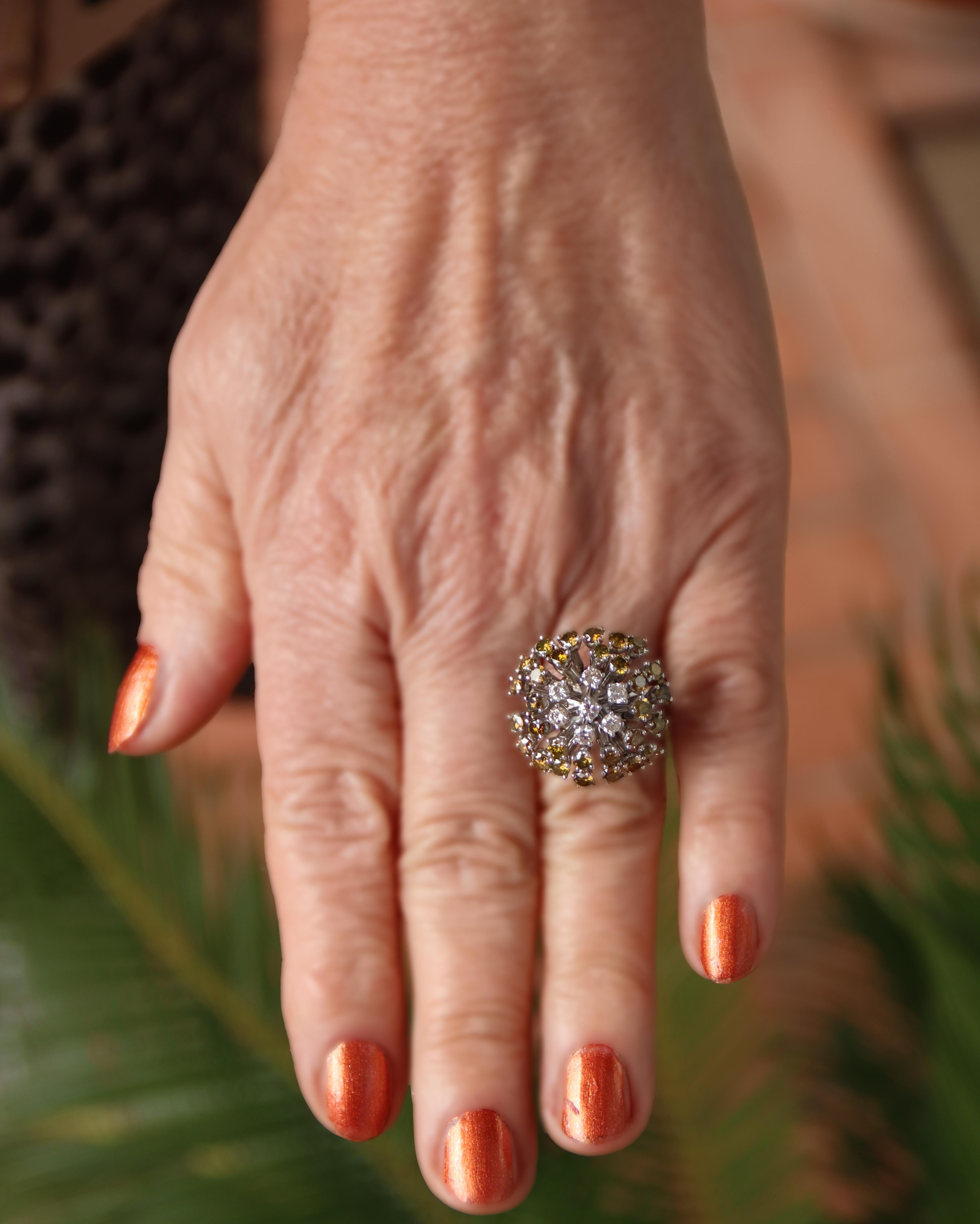 Handcraft Diamonds 18 Karat White Gold Cocktail Ring For Sale 6