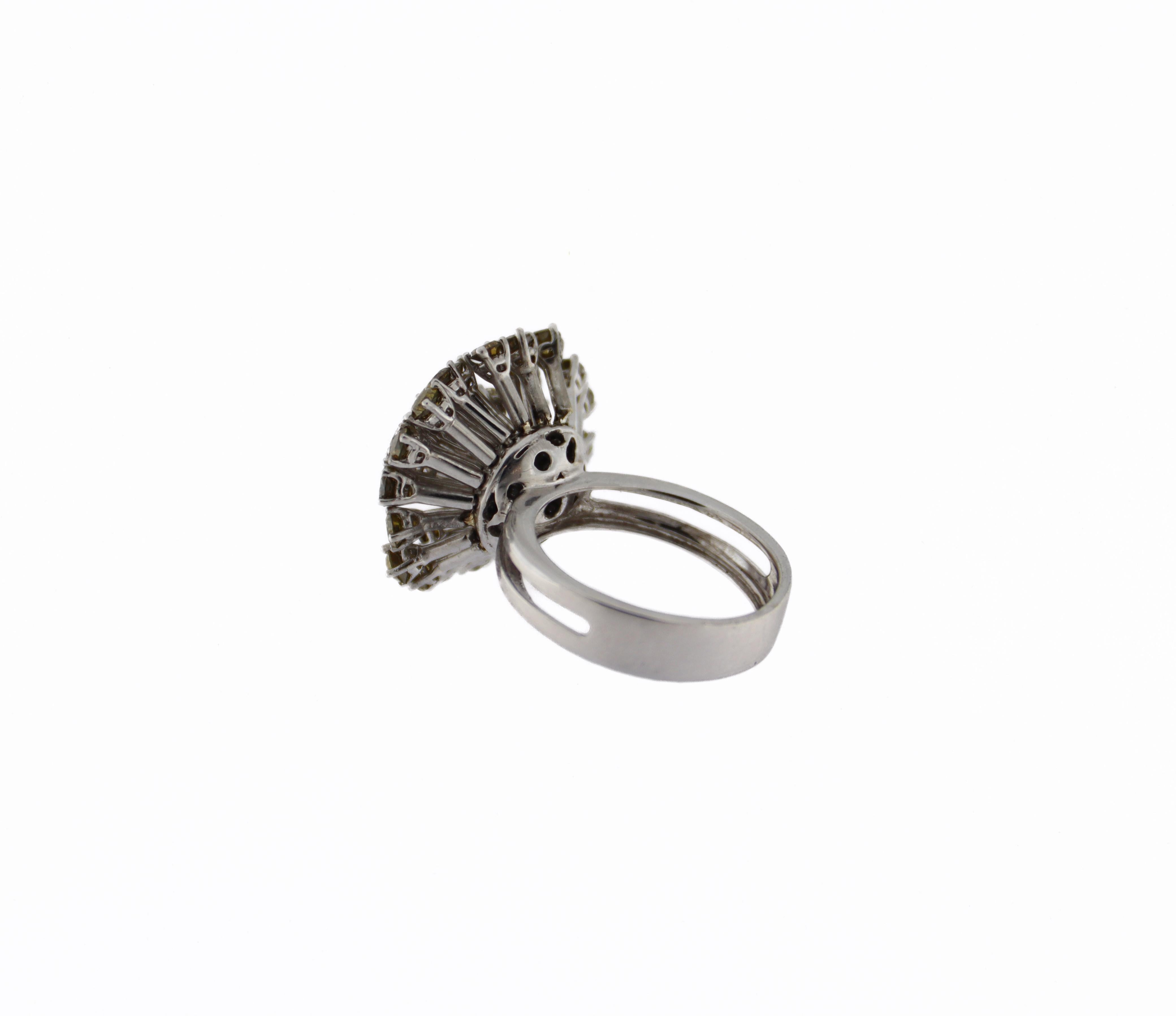 Brilliant Cut Handcraft Diamonds 18 Karat White Gold Cocktail Ring For Sale