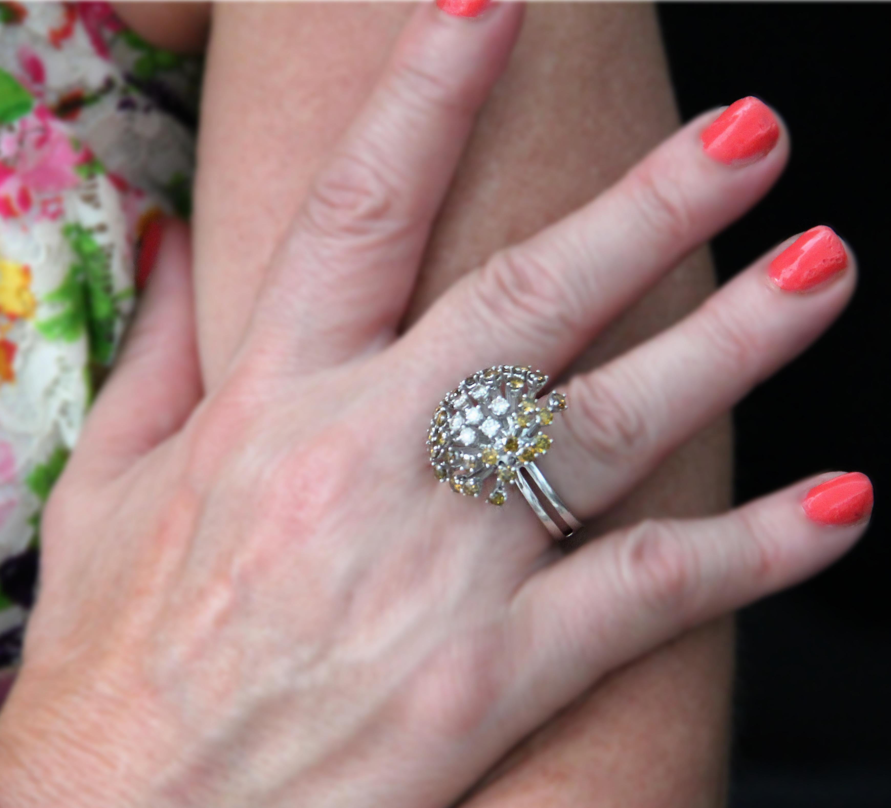 Handcraft Diamonds 18 Karat White Gold Cocktail Ring For Sale 3