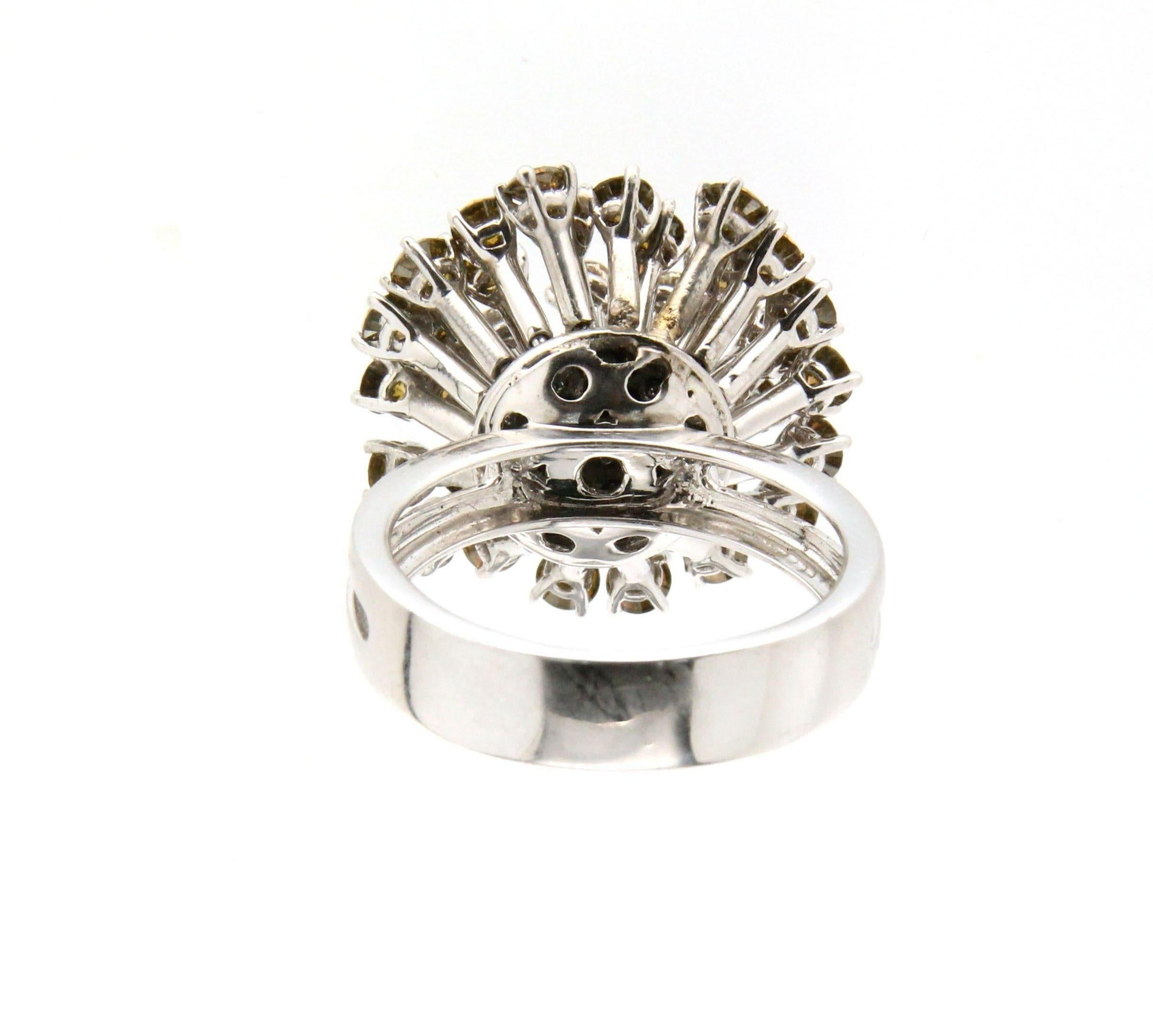 Artisan Handcraft Diamonds 18 Karat White Gold Cocktail Ring For Sale