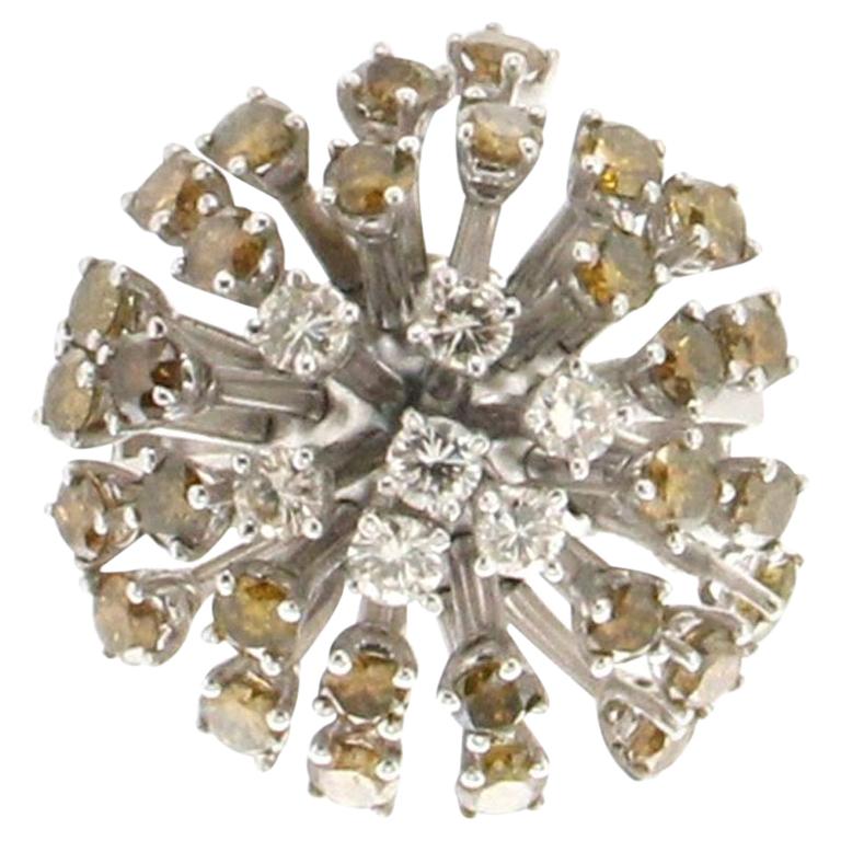 Handcraft Diamonds 18 Karat White Gold Cocktail Ring For Sale