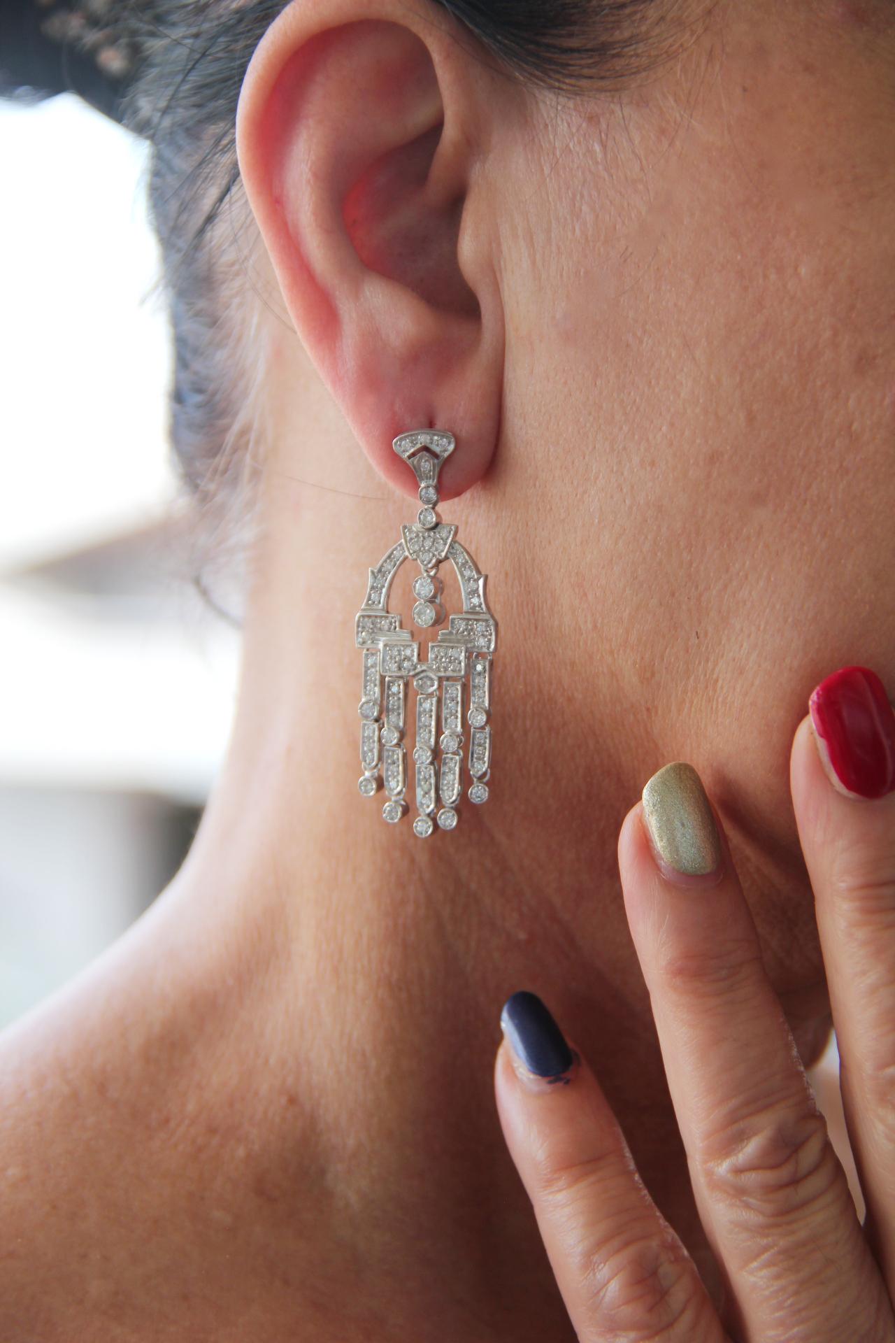 Handcraft Diamonds 18 Karat White Gold Drop Earrings For Sale 4