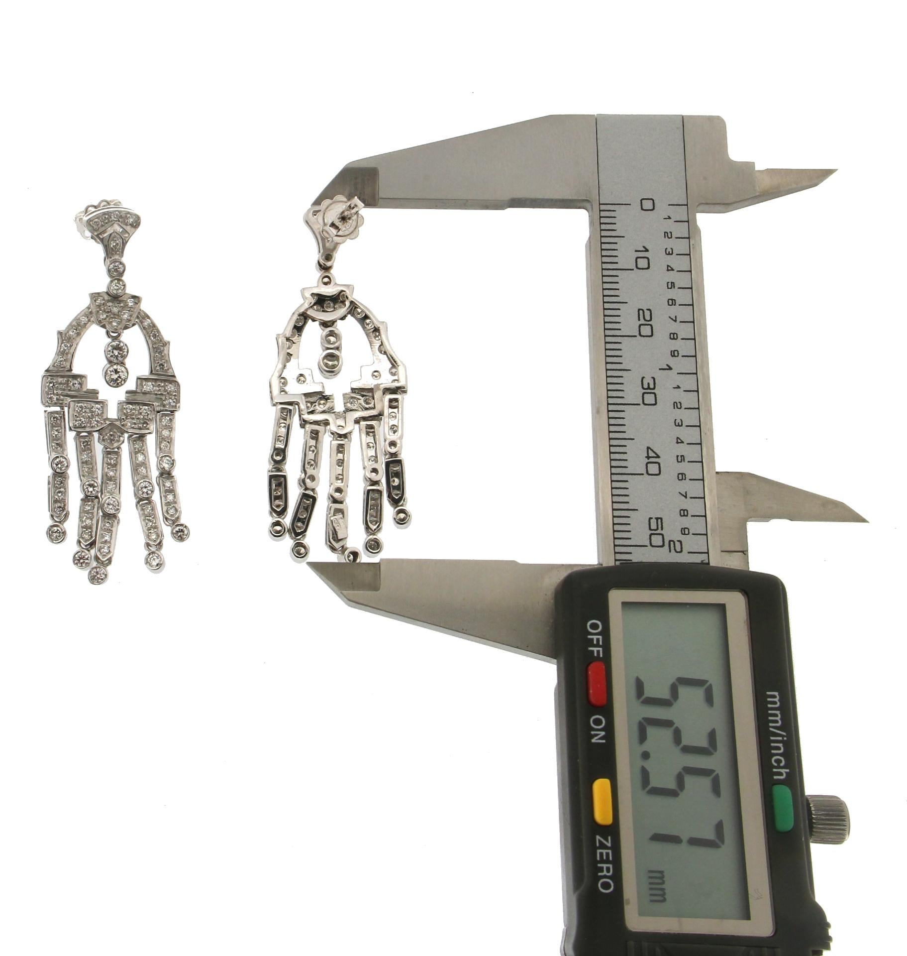 Women's Handcraft Diamonds 18 Karat White Gold Drop Earrings For Sale