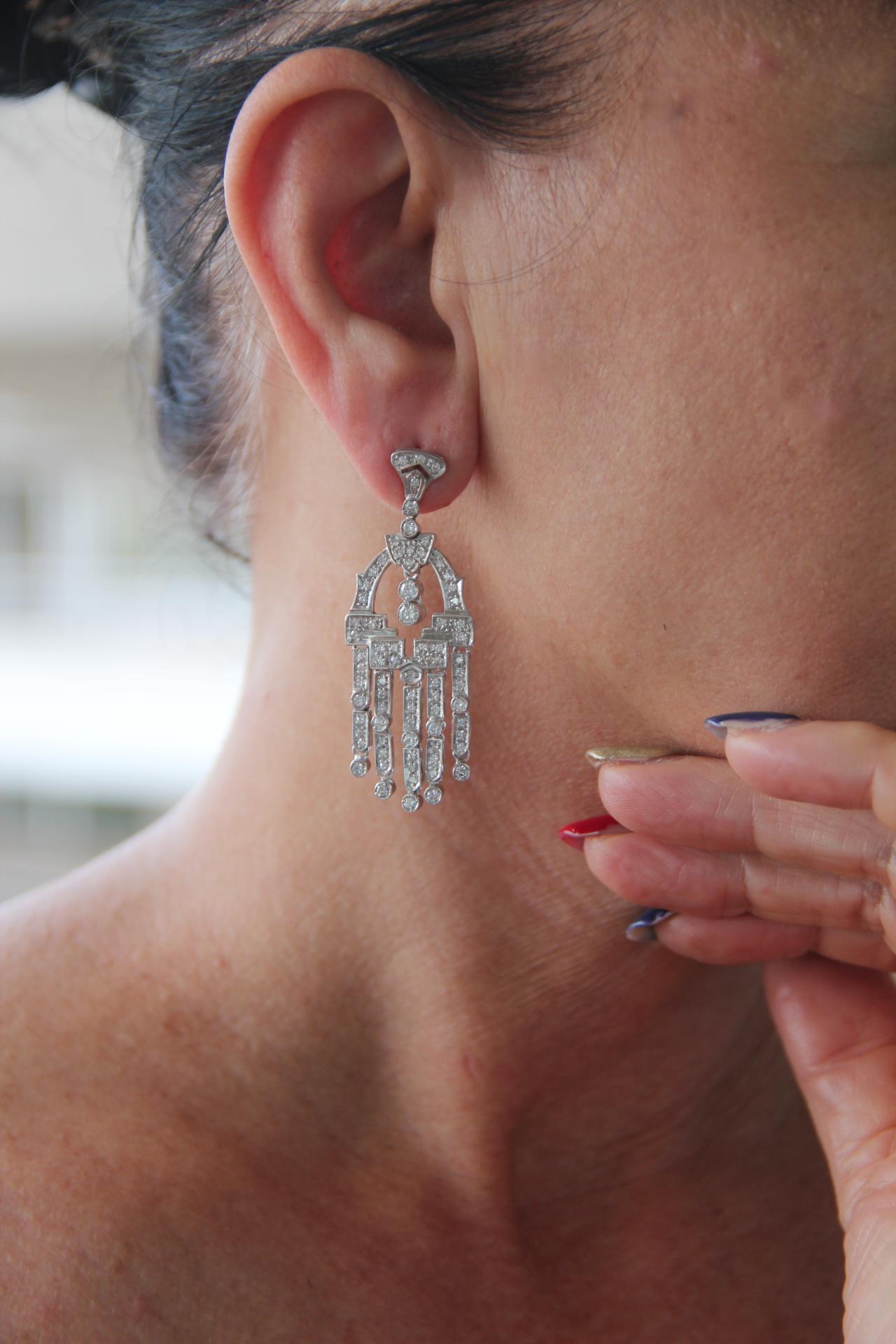 Handcraft Diamonds 18 Karat White Gold Drop Earrings For Sale 3