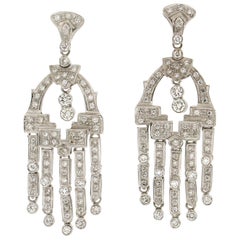 Handcraft Diamonds 18 Karat White Gold Drop Earrings