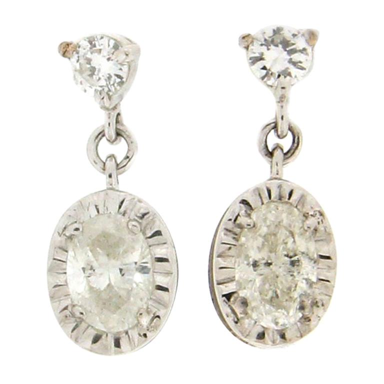 Handcraft Diamonds 18 Karat White Gold Drop Earrings
