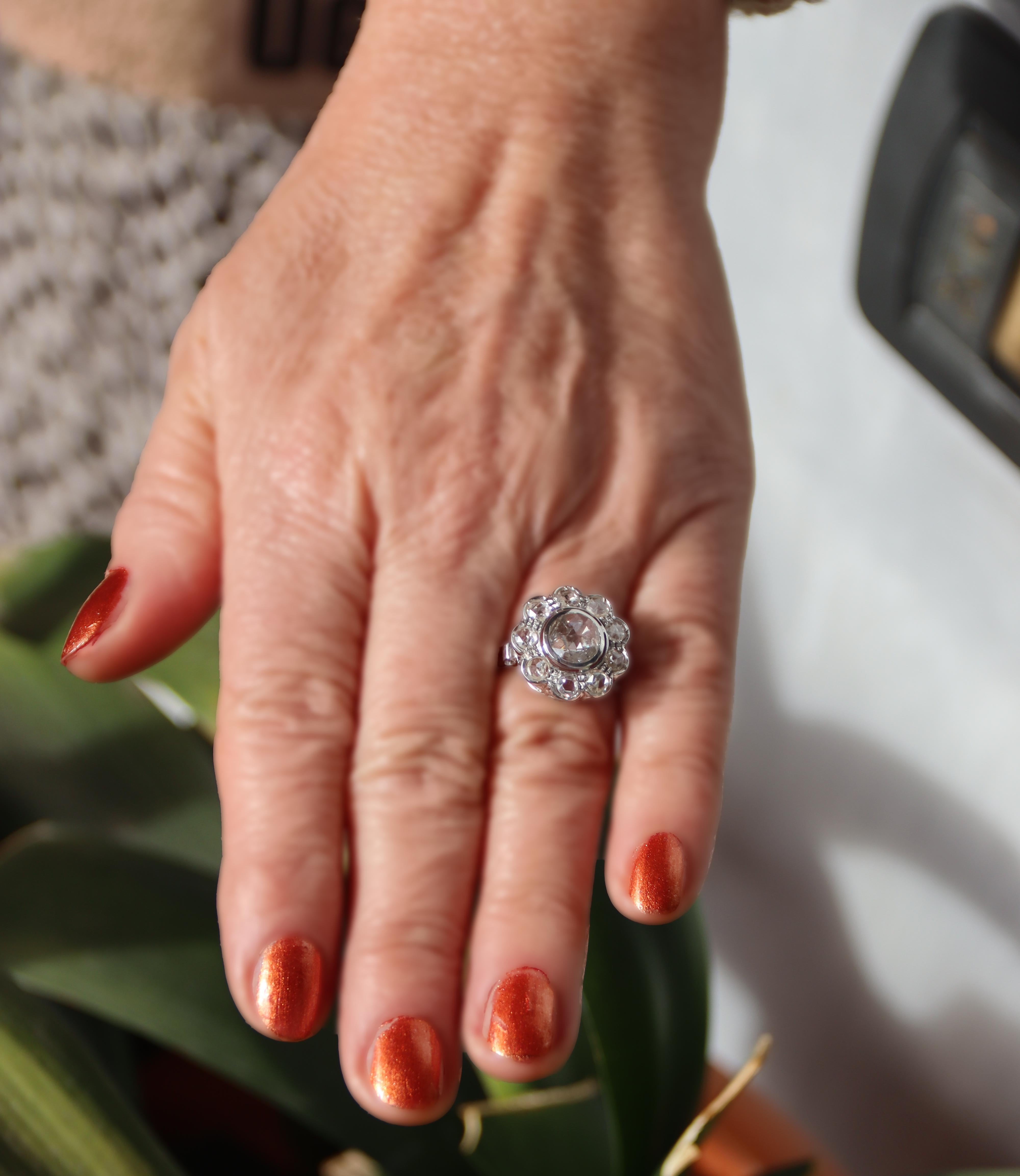 Handcraft Diamonds 18 Karat White Gold Engagement Ring For Sale 1