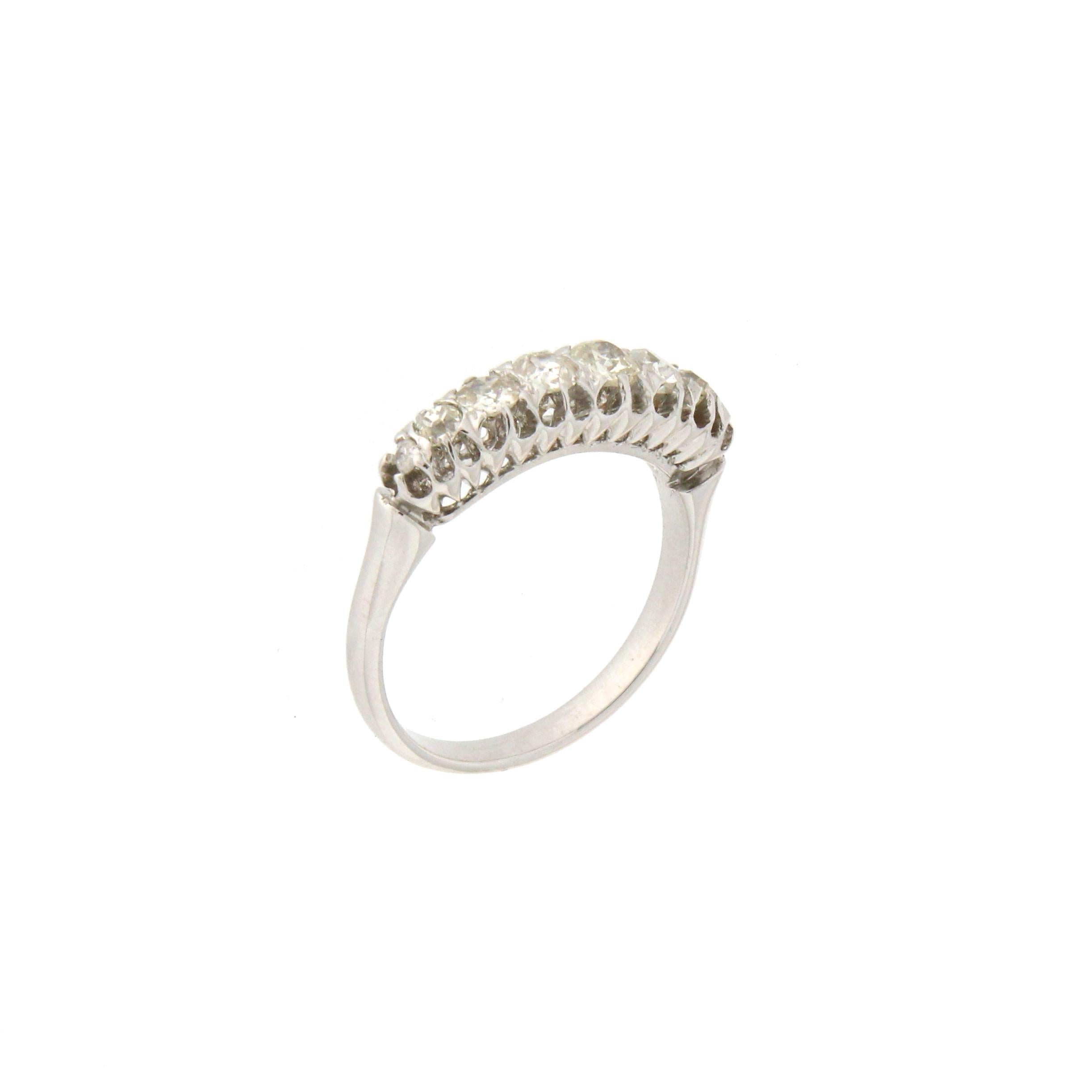 Brilliant Cut Handcraft Diamonds 18 Karat White Gold Engagement Ring