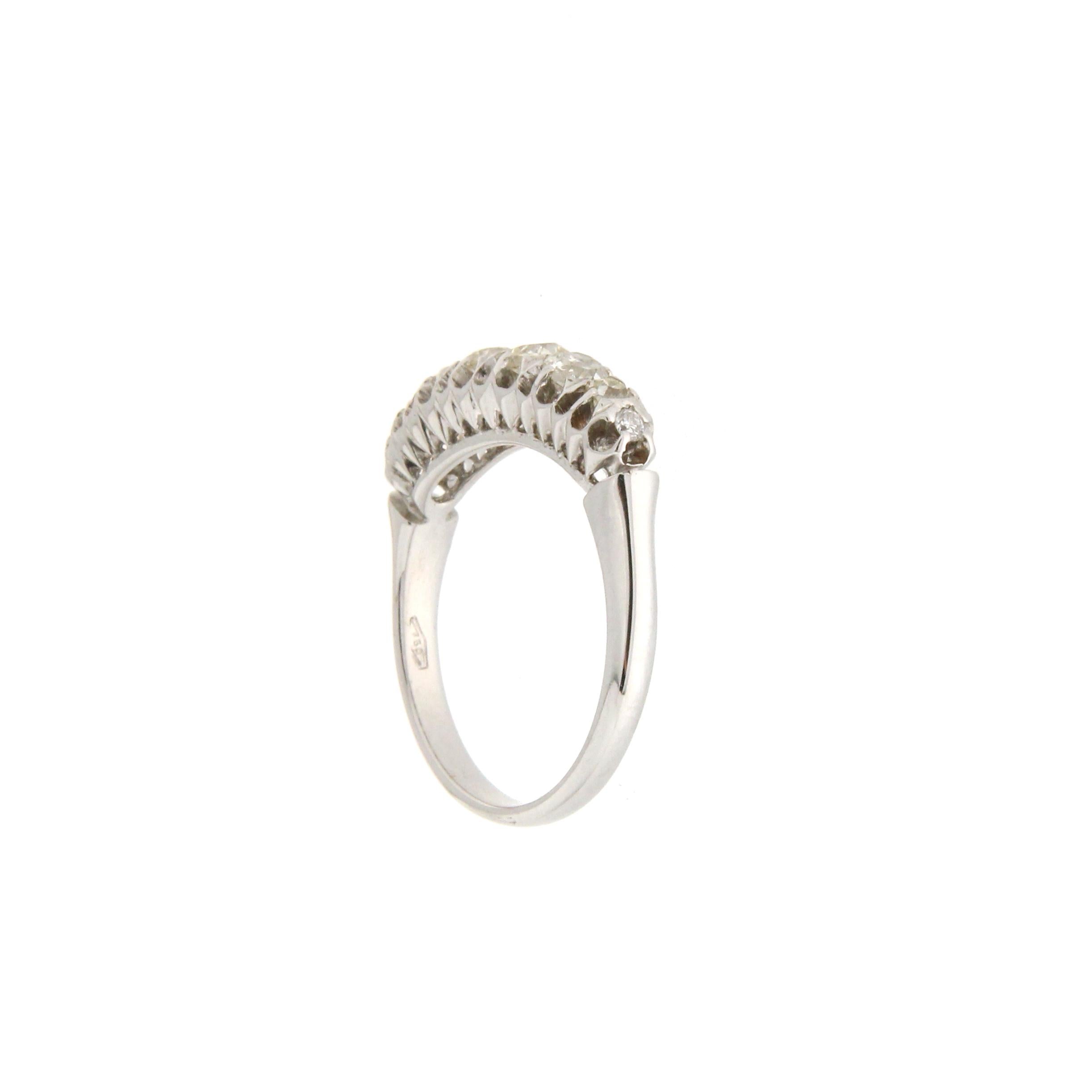 Women's or Men's Handcraft Diamonds 18 Karat White Gold Engagement Ring