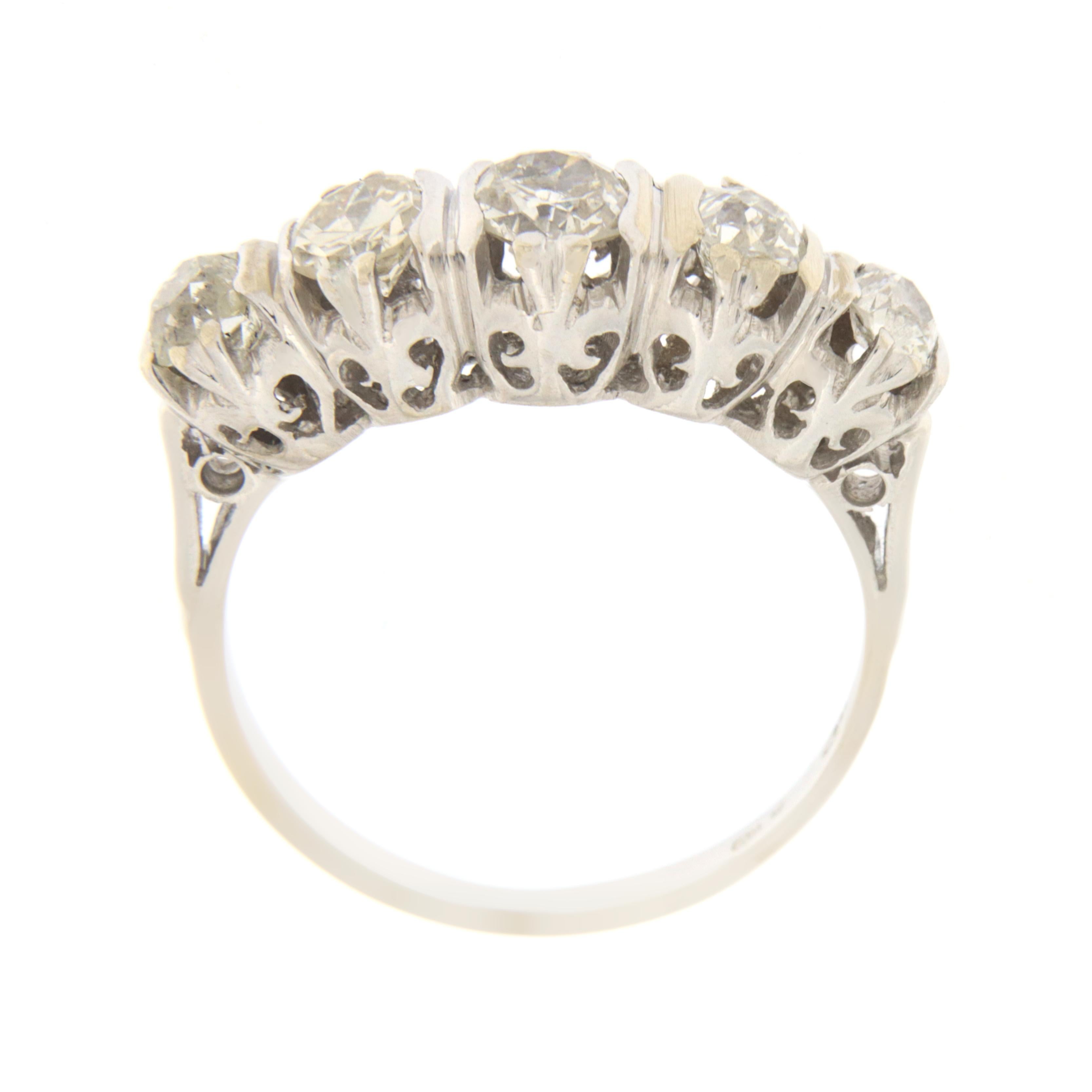 Women's Handcraft Diamonds 18 Karat White Gold Engagement Ring
