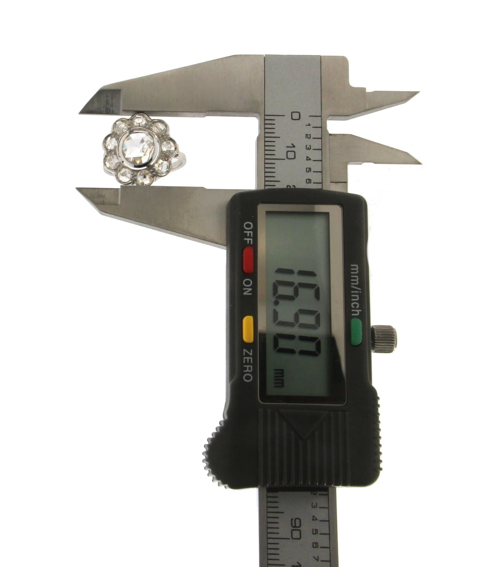 Artisan Handcraft Diamonds 18 Karat White Gold Engagement Ring For Sale
