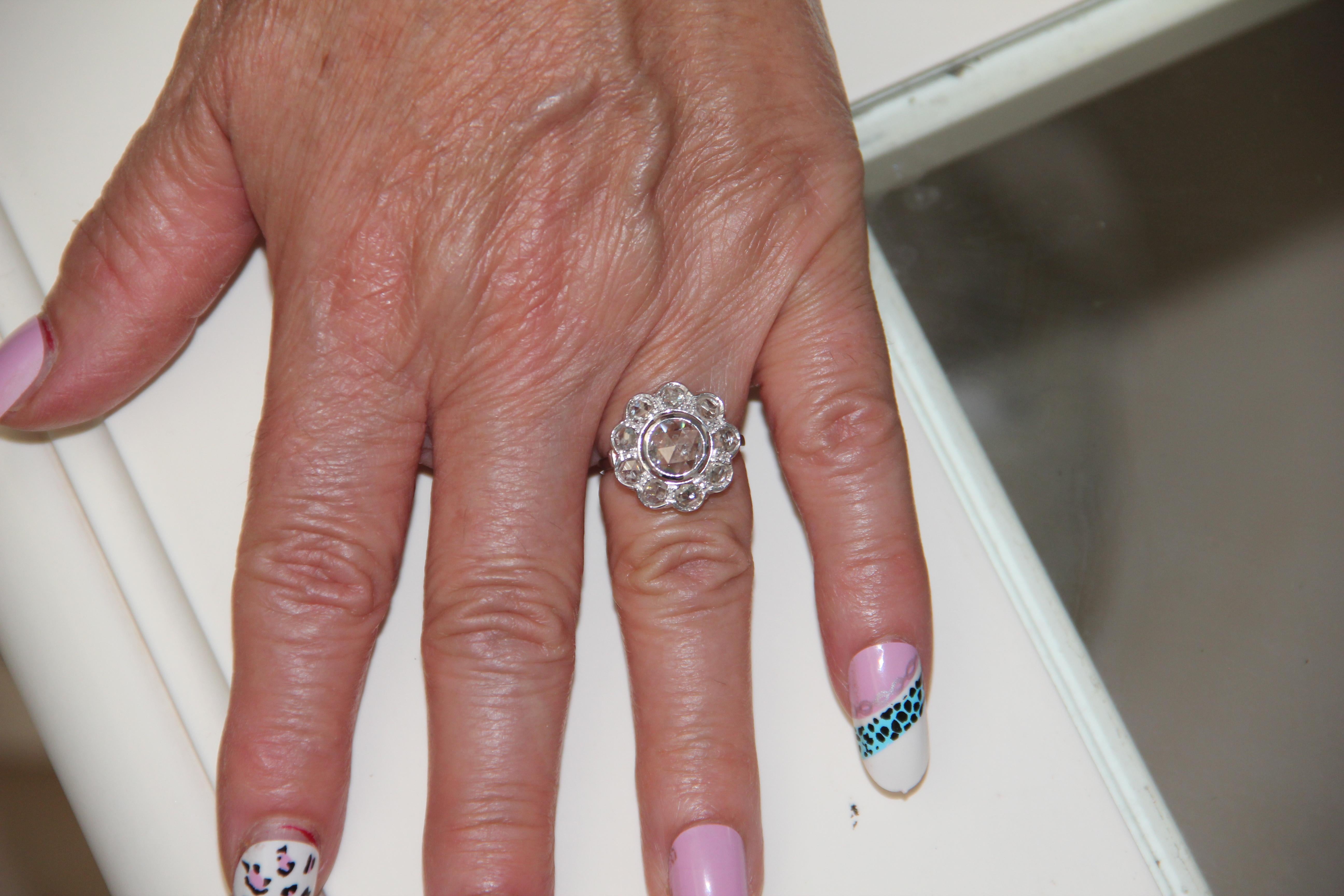 Handcraft Diamonds 18 Karat White Gold Engagement Ring For Sale 2