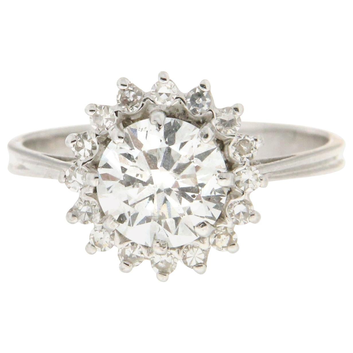 Handcraft Diamonds 18 Karat White Gold Engagement Ring For Sale