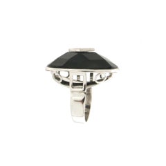 Handcraft Diamonds 18 Karat White Gold Onyx Cocktail Ring