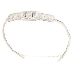 Handcraft Diamonds 18 Karat White Gold Sapphires Bangle Bracelet