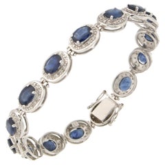 Handcraft Diamonds 18 Karat White Gold Sapphires Cuff Bracelet