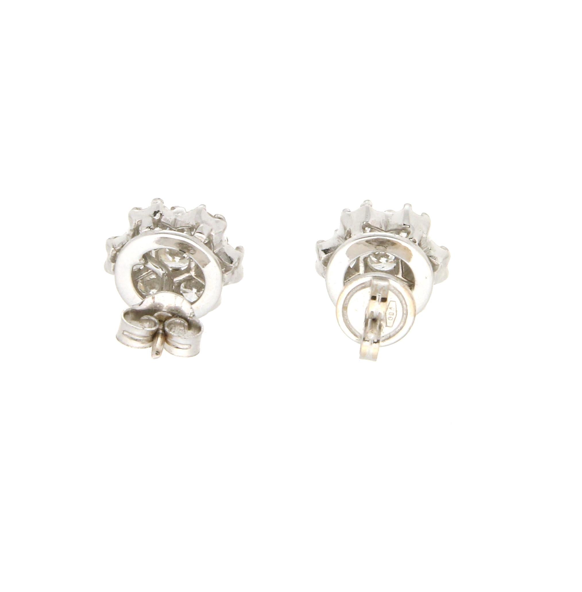 Brilliant Cut Handcraft Diamonds 18 Karat White Gold Stud Earrings For Sale