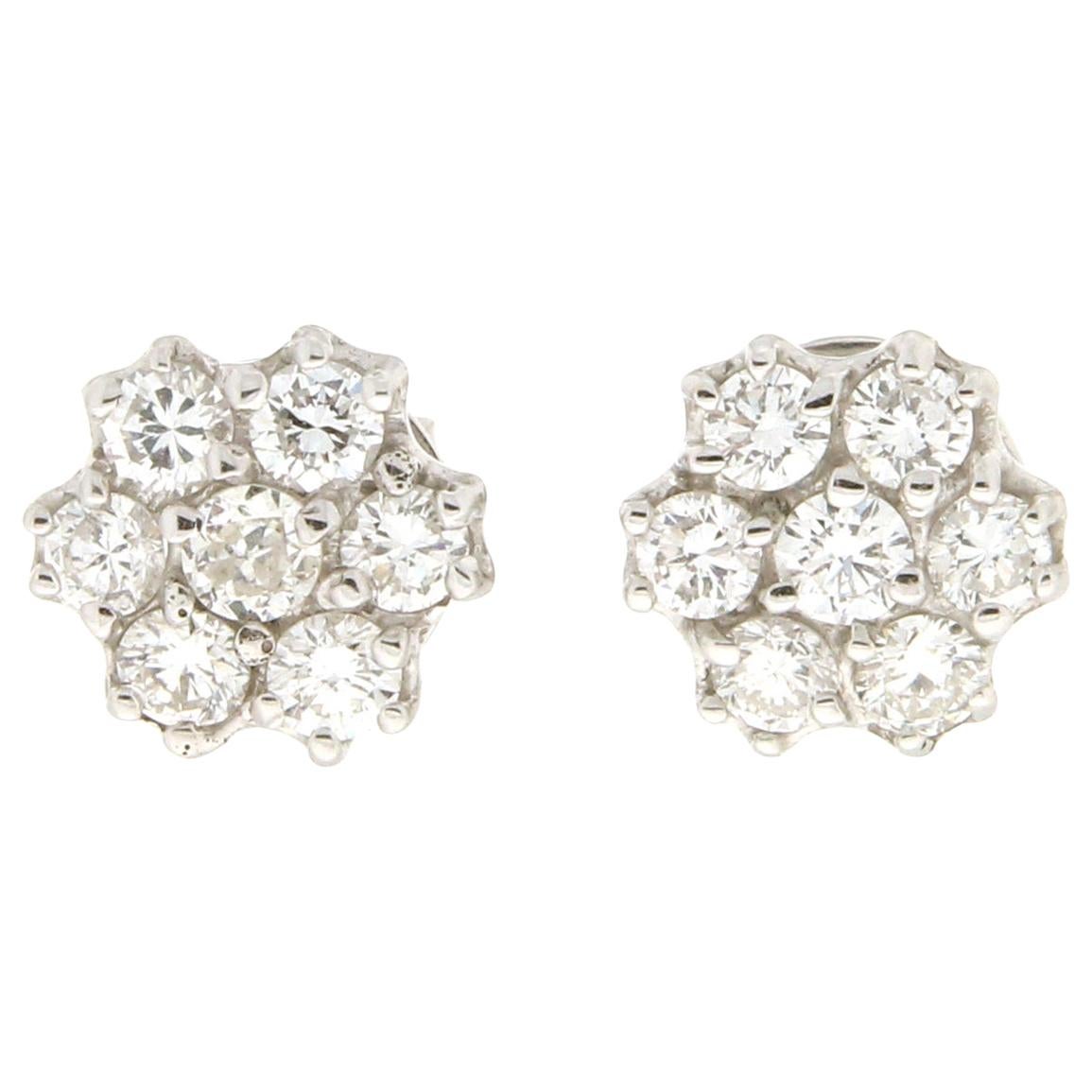 Handcraft Diamonds 18 Karat White Gold Stud Earrings For Sale