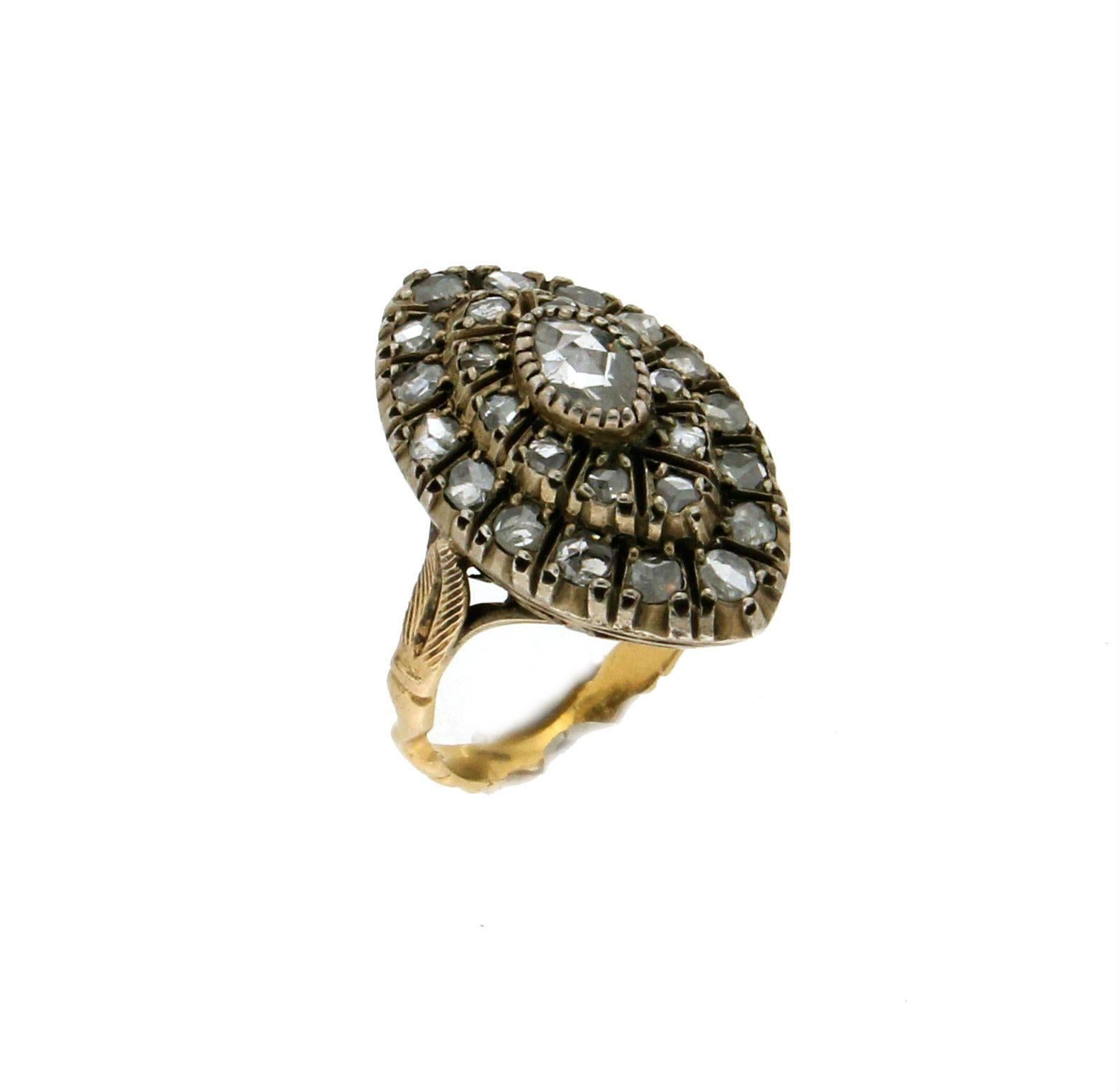 Handcraft Diamonds 18 Karat Yellow Gold Cocktail Ring In New Condition For Sale In Marcianise, IT