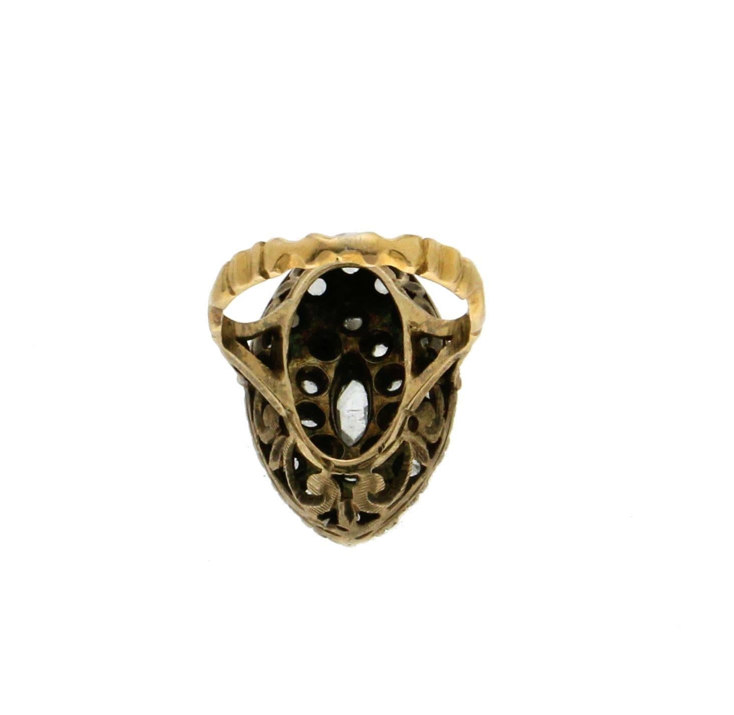 Handcraft Diamonds 18 Karat Yellow Gold Cocktail Ring For Sale 1