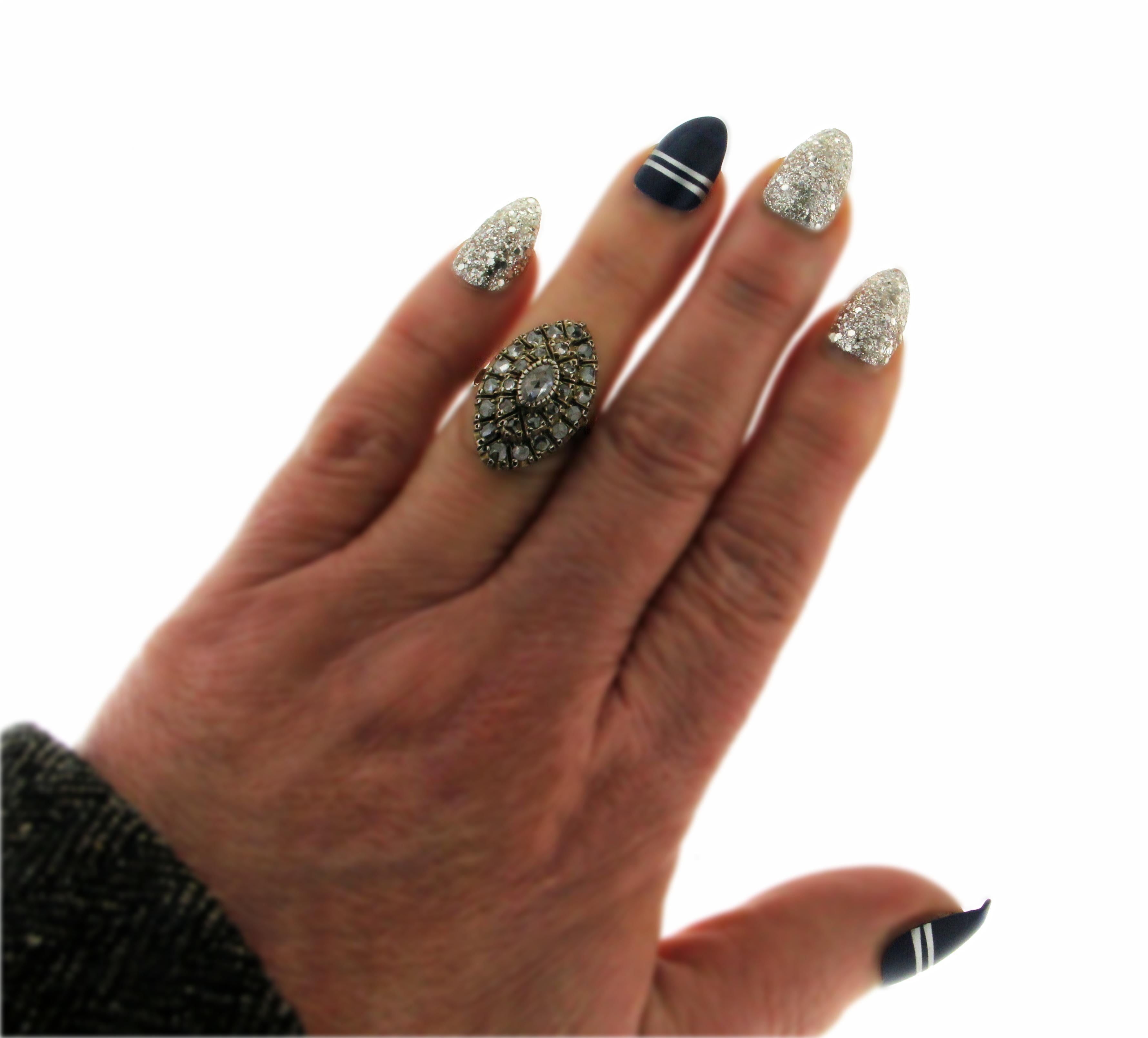 Handcraft Diamonds 18 Karat Yellow Gold Cocktail Ring For Sale 2