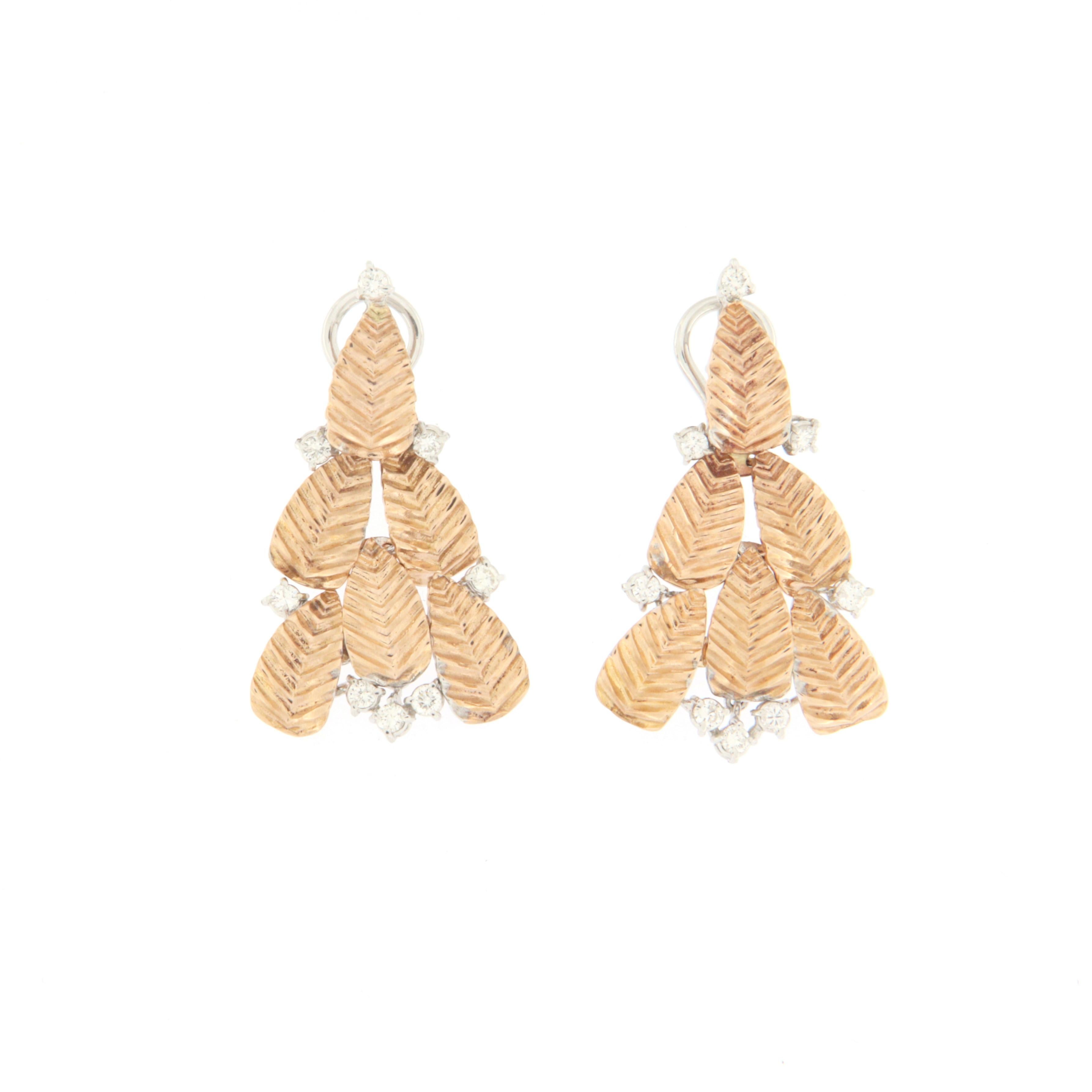 Women's Handcraft Diamonds 18 Karat Yellow Gold Stud Earrings For Sale