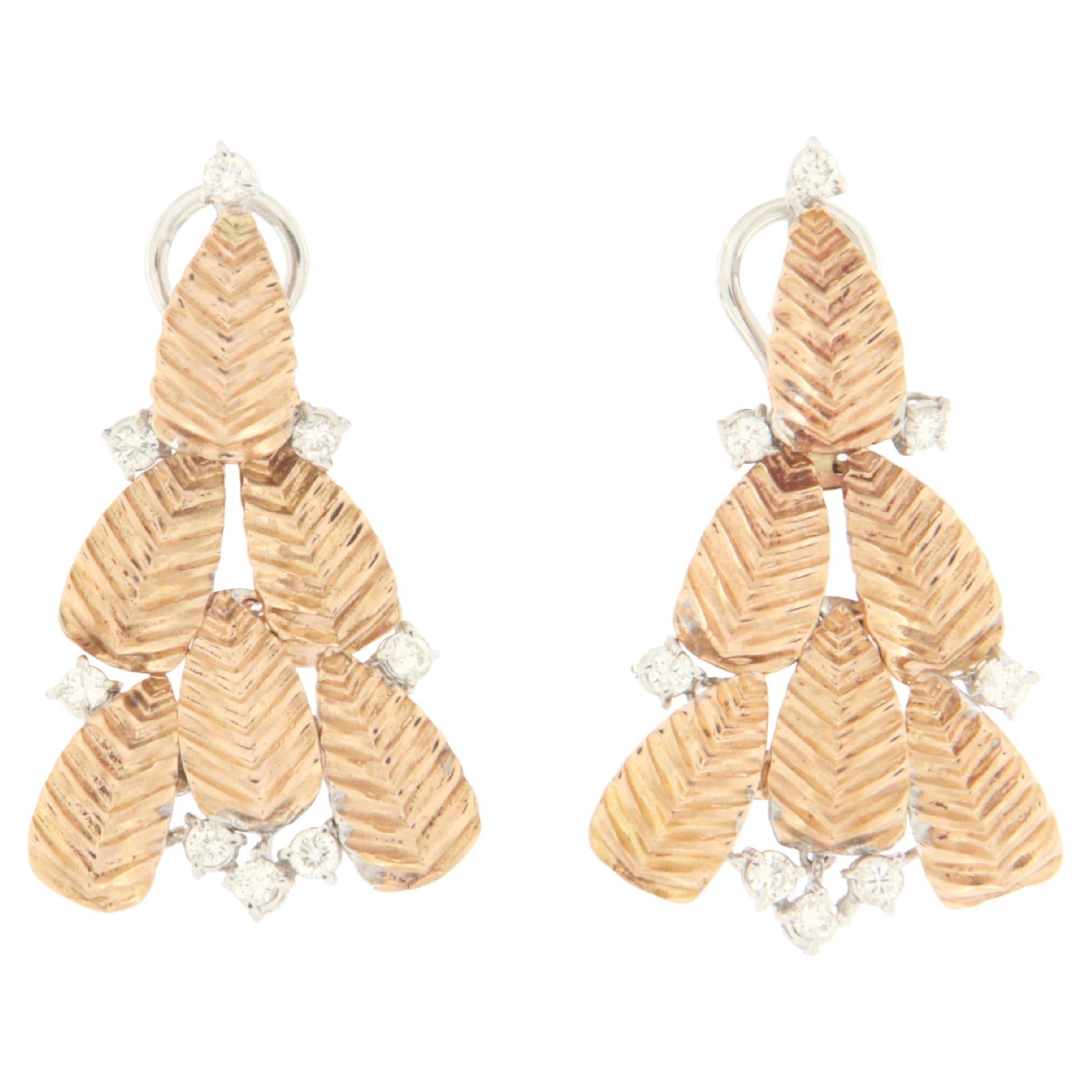 Handcraft Diamonds 18 Karat Yellow Gold Stud Earrings For Sale