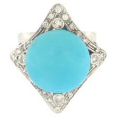 Handcraft Diamonds 18 Karats White Gold Turquoise Ring