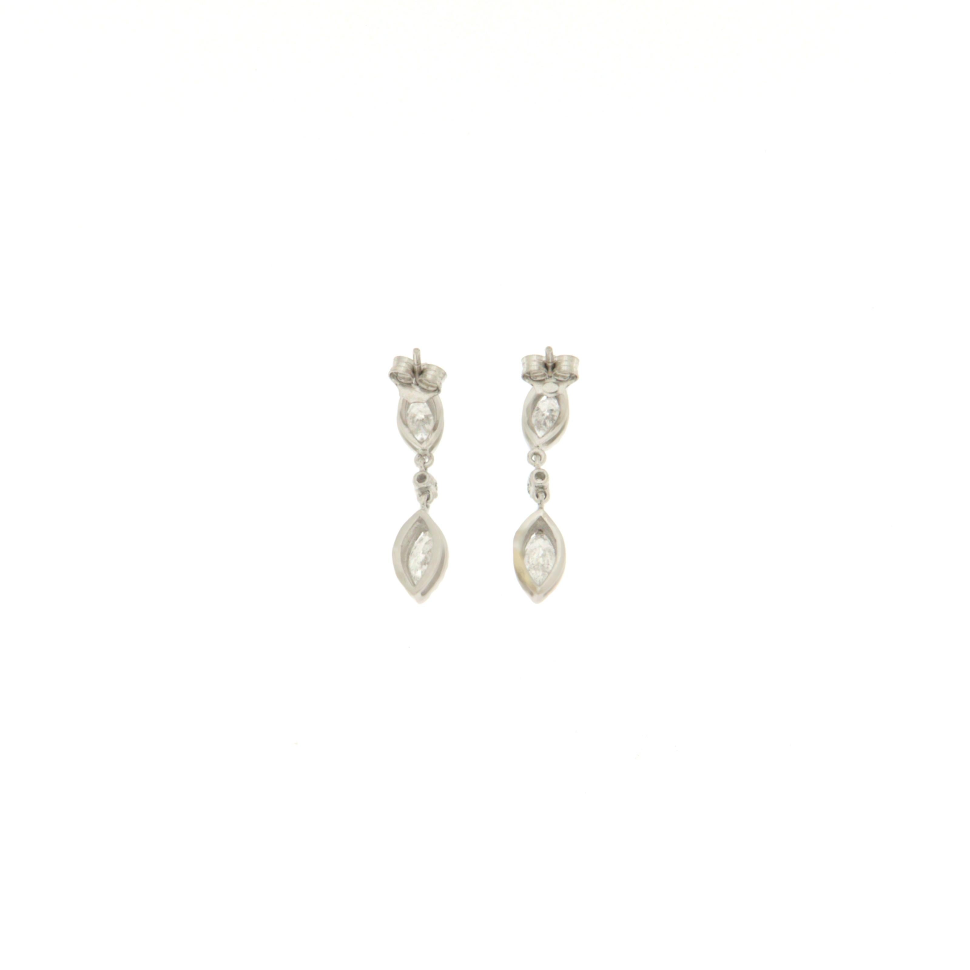 Marquise Cut Handcraft Diamonds Marquise 18 Carats White Gold Drop Earrings For Sale