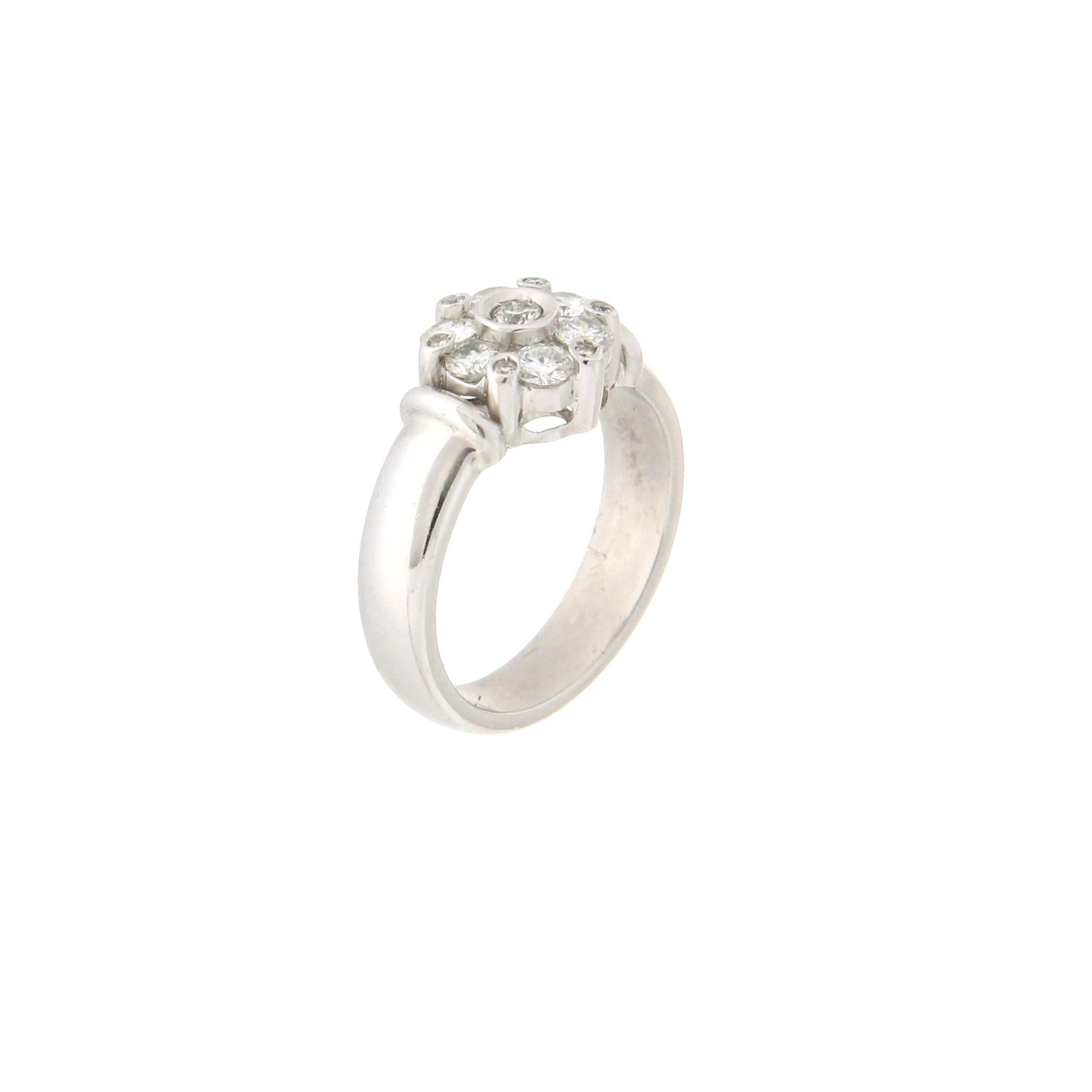 Artisan Handcraft Diamonds Platinum Engagement Ring For Sale