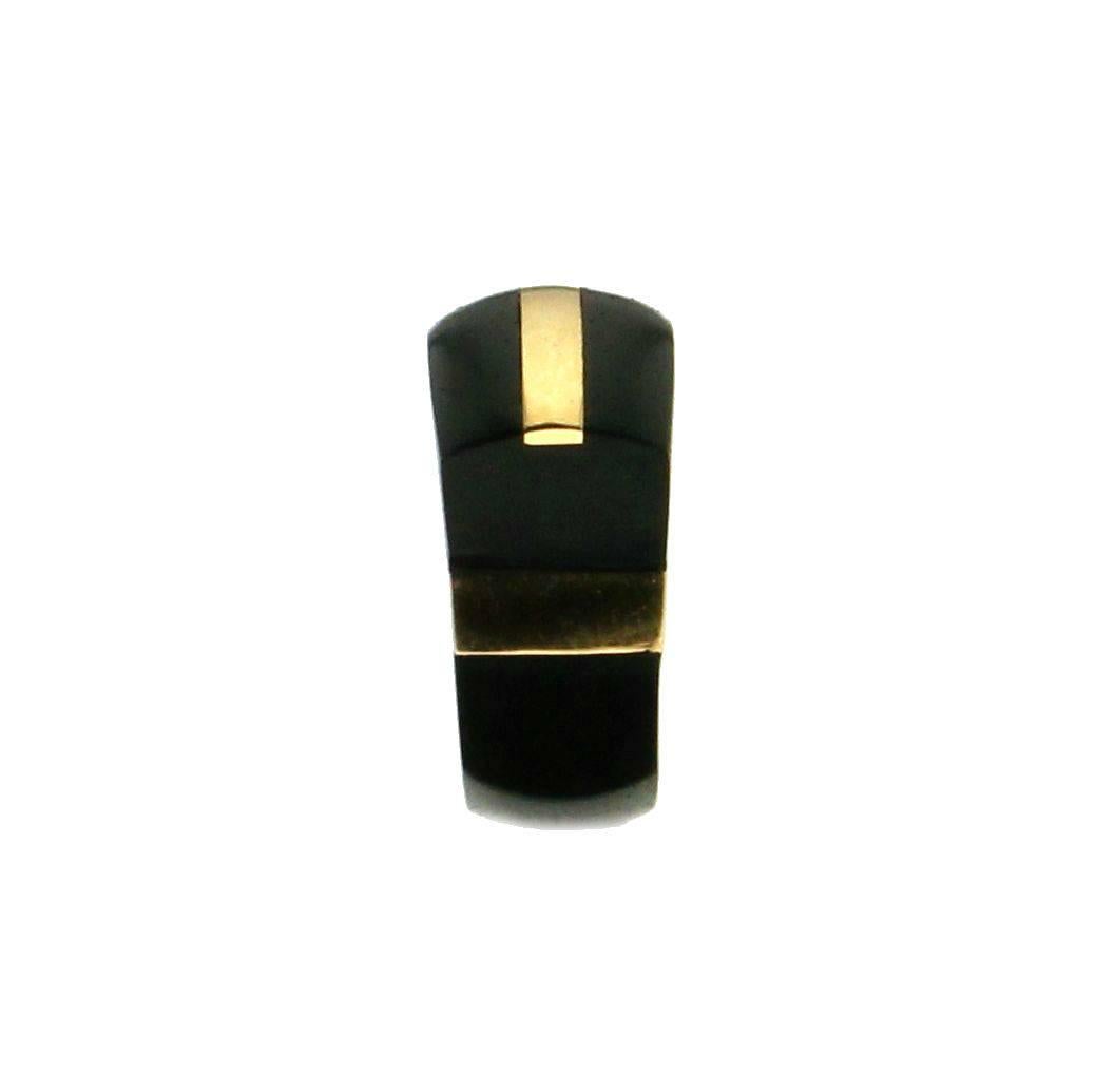 Handcraft Ebony 18 Karat Yellow Gold Band Ring In New Condition In Marcianise, IT