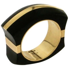 Handcraft Ebony 18 Karat Yellow Gold Band Ring