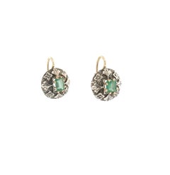 Handcraft Emerald 14 Karat Yellow Gold Drop Earrings