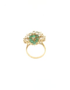 Handcraft Emeralds 18 Karat Yellow Gold Diamonds Cocktail Ring