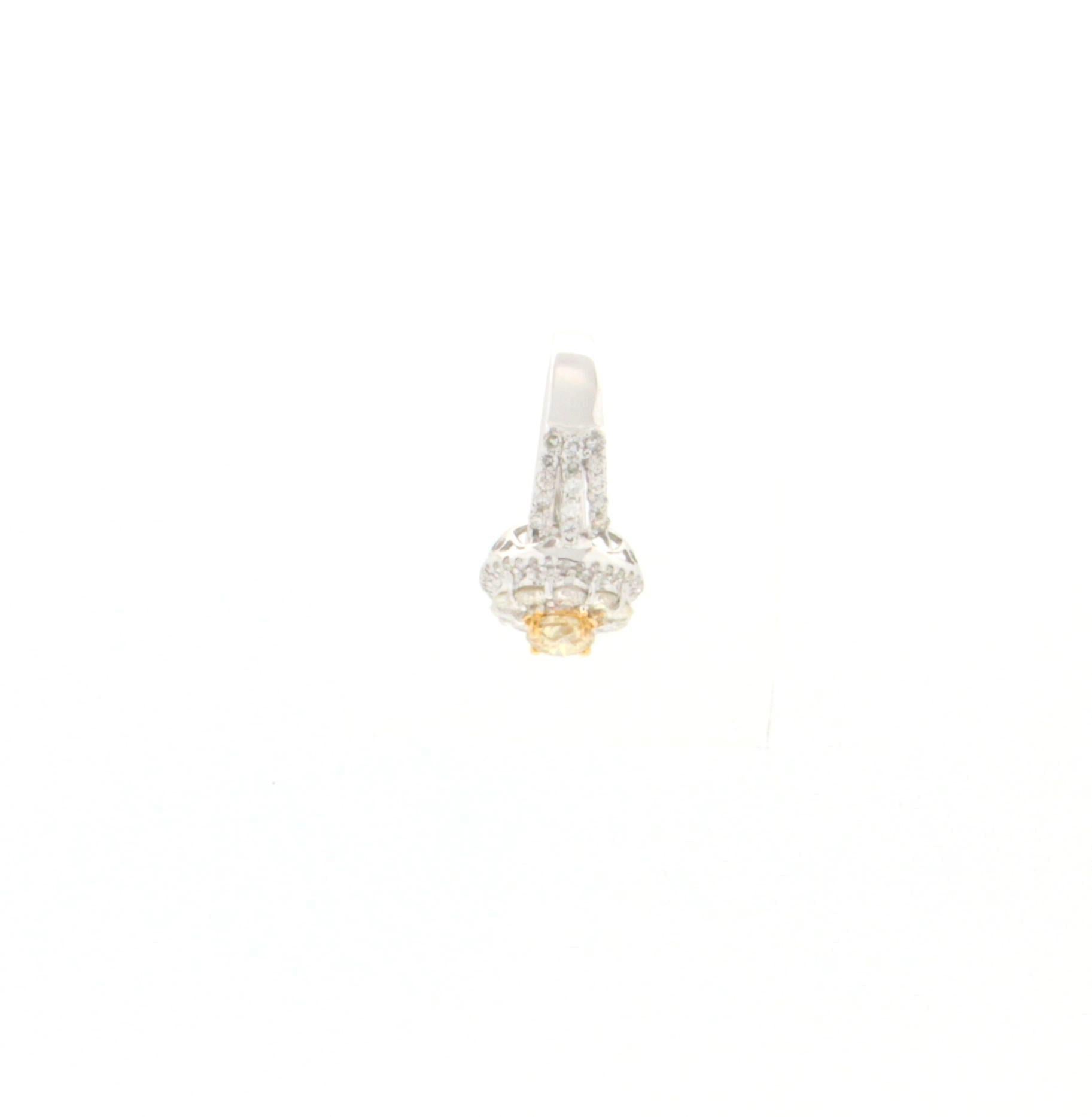 Artisan Handcraft Fancy 18 Karat White Gold Diamonds Engagement Ring For Sale