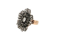 Handcraft Flower 9 Karat Yellow Gold Diamonds Cocktail Ring