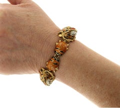 Handcraft Frascarolo Tiger 18 Karat Yellow Gold Diamonds Enamel Cuff Bracelet