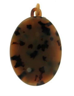 Handcraft Galalith 9 Karat Yellow Gold Coral Turquoise Pendant