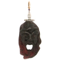 Handcraft Garnet 14 Karat Yellow Gold Diamonds Pendant Necklace Handcraft Garnet 14 Karat Yellow Gold Diamonds Pendant Necklace