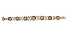 Handcraft Green Tourmaline 14 Karat Yellow Gold Diamonds Cuff Bracelet