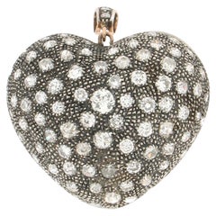 Handgefertigte Herz-Halskette aus 14 Karat Gelbgold mit Diamant-Anhänger
