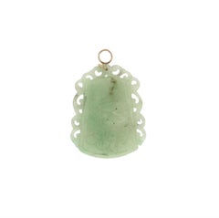 Collar Colgante Jade Artesanal Oro Amarillo 14 Kilates Diamantes