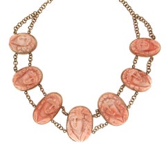 Handcraft Japan Coral 14 Karat Yellow Gold Choker Necklace