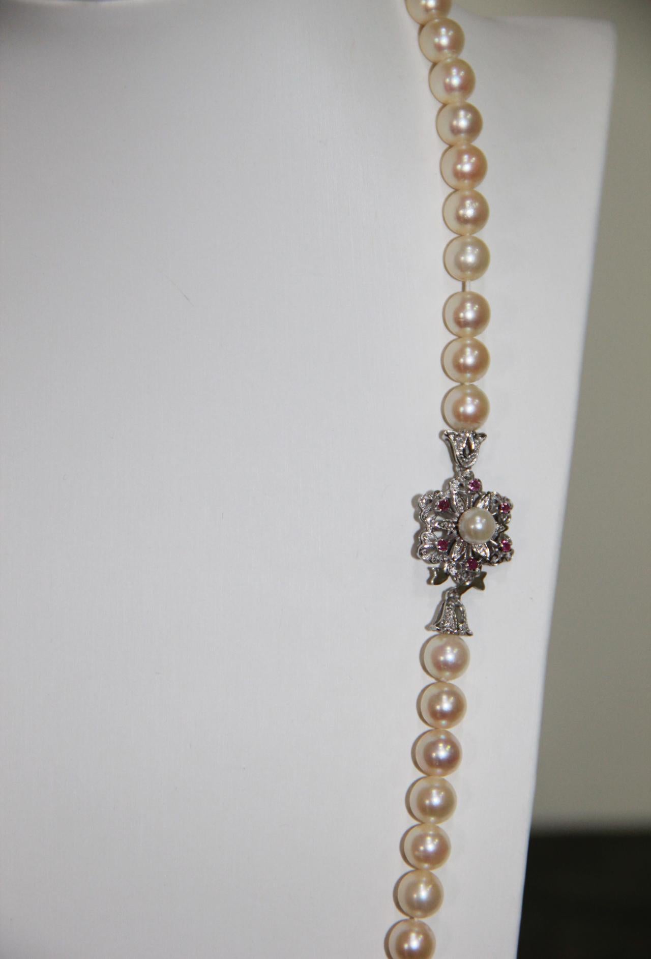 Handcraft Japan Perlen 18 Karat Weißgold Strang Seil Halskette im Angebot 5