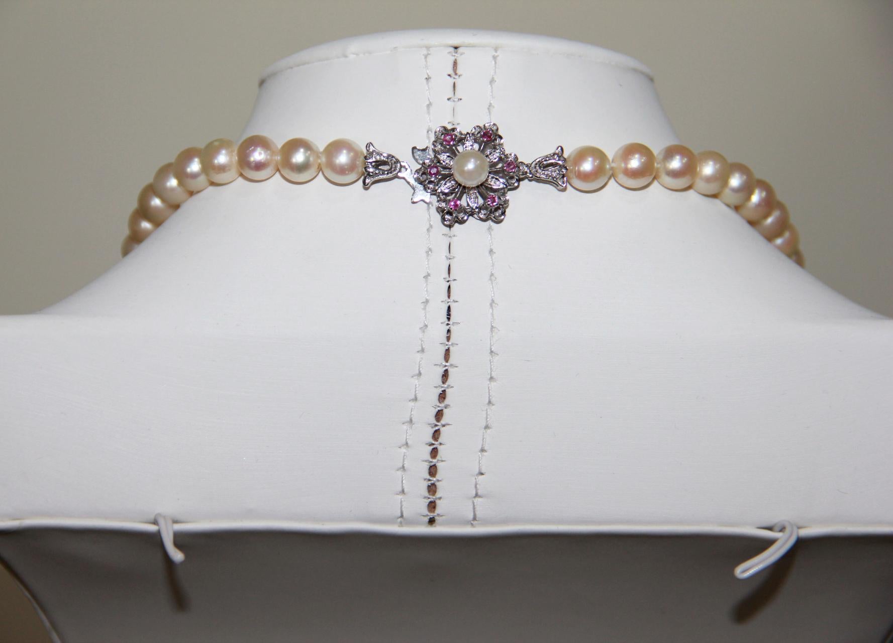 Handcraft Japan Perlen 18 Karat Weißgold Strang Seil Halskette im Angebot 8