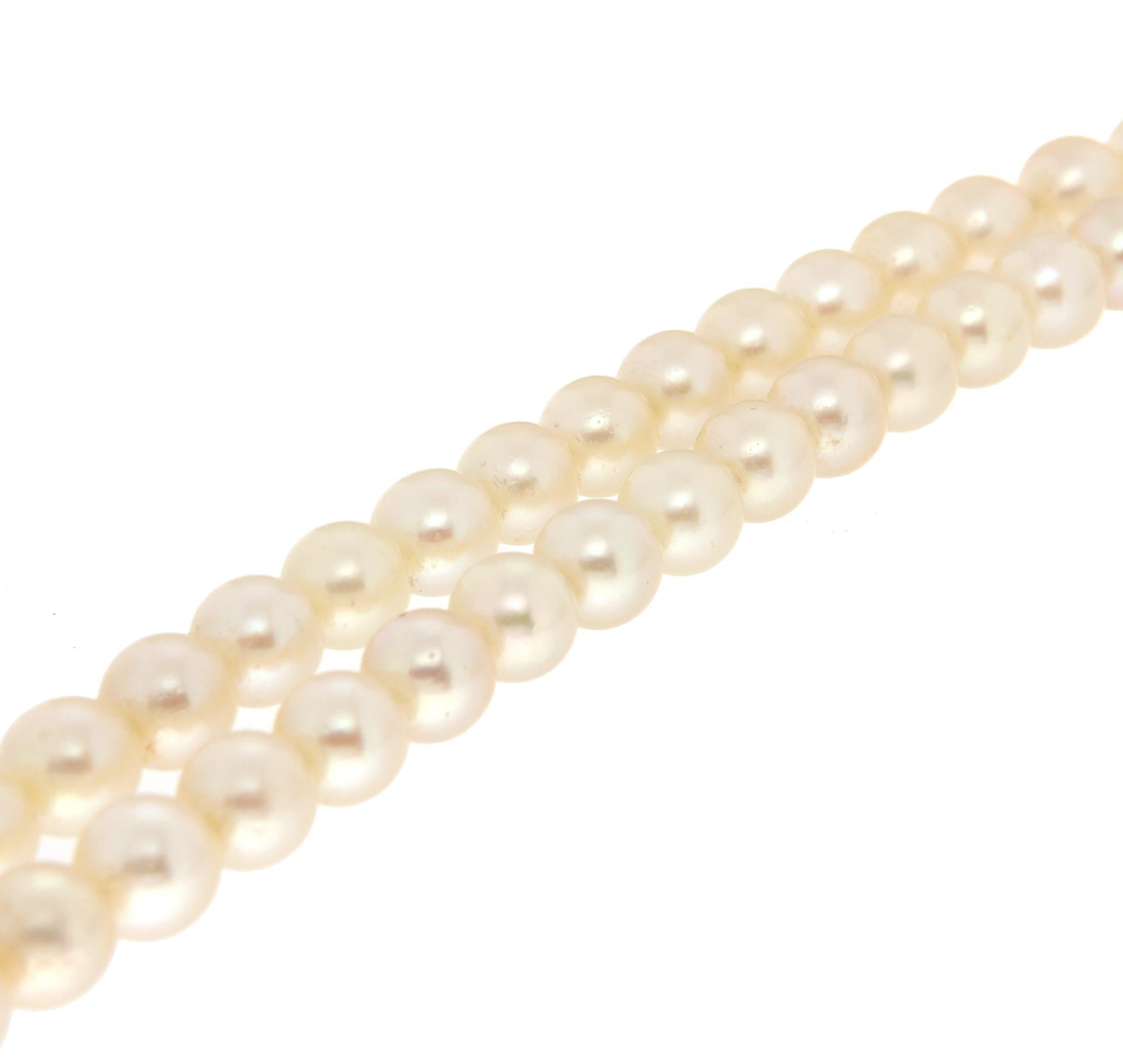 Handcraft Japan Perlen 18 Karat Weißgold Strang Seil Halskette (Kunsthandwerker*in) im Angebot