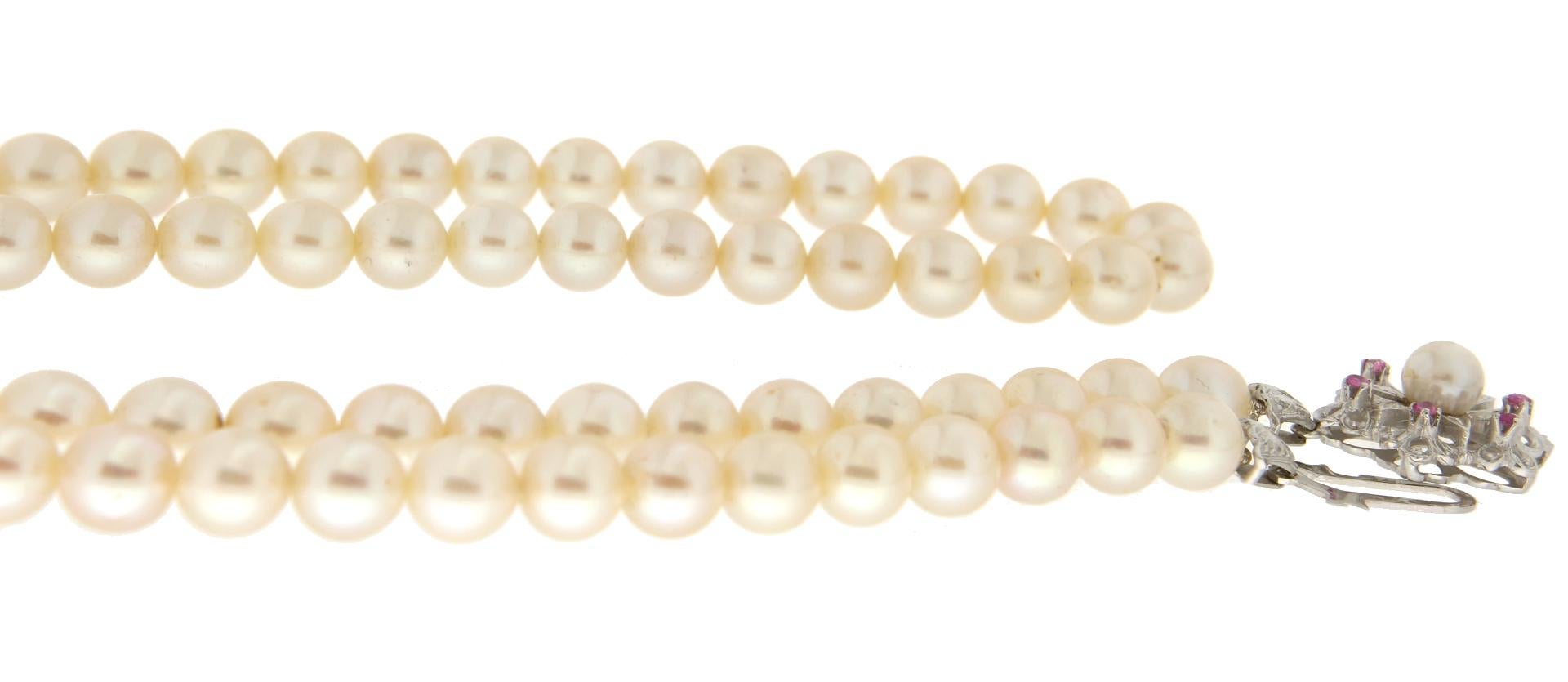 Handcraft Japan Perlen 18 Karat Weißgold Strang Seil Halskette im Zustand „Neu“ im Angebot in Marcianise, IT