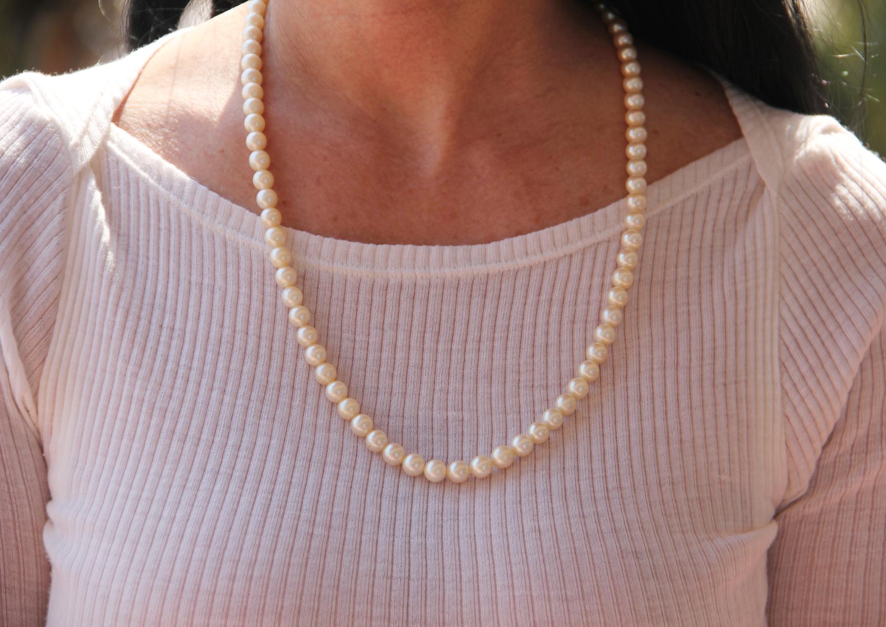 Handcraft Japan Pearls 18 Karat White Gold Strand Rope Necklace In New Condition For Sale In Marcianise, IT